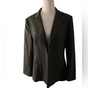 Talbots charcoal gray fabric made in Italy academia wool blazer size 12